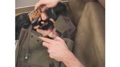 Gay soldier ties up his balls and shoots cum in his canteen Thumb