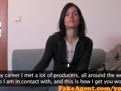 FakeAgent Cute brunette beauty plays hard to get in Casting interview Thumb