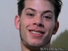 Cute twink smoker squirts cum before finishing cigarette Thumb
