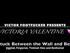 STUCK BETWEEN THE WALL AND BED: Jiggled, Fingered, Tickle Tortured - Victoria is Hot and Bothered! Thumb