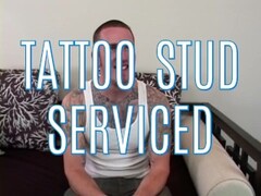 Hot Tattooed Straight Lucky Stud Serviced – Huge Facial & Cum Eating Thumb