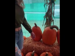 Pumpkin Smashing with Blonde Big Tits KENZIE TAYLOR for Halloween Trick or Treat Thumb