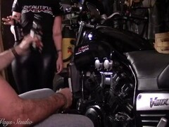 Hot Biker Babe Takes a Hard Ass Fucking Bent Over My Motorcycle Lavender Joy and Wicked Thumb